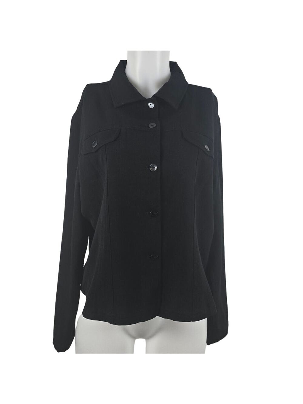 Chico's Design Black Lightweight Shacket Blazer Long Sleeve Women 3/L
